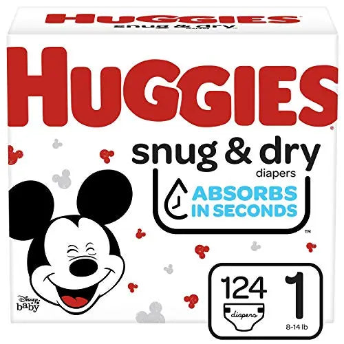 Huggies Size 1 Diapers, Snug & Dry Newborn Diapers, Size 1 (8-14 lbs), 38 Count, Packaging May Vary BoosterCity