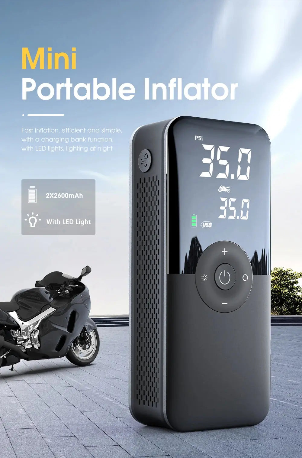 CARSUN Rechargeable Tire Inflator Digital Cordless Car Tyre Inflator For Motocycle Bicycle Balls Portable Compressor Air Pump BoosterCity