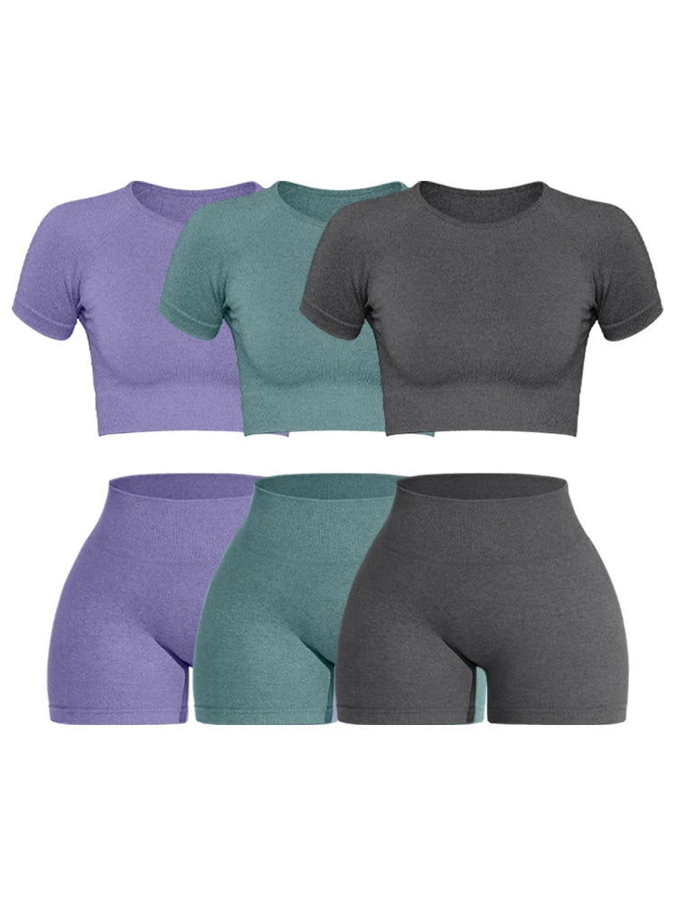 2PCS Women's Sports Yoga Set Seamless Ribbed Knitted Fitness Sportswear BoosterCity