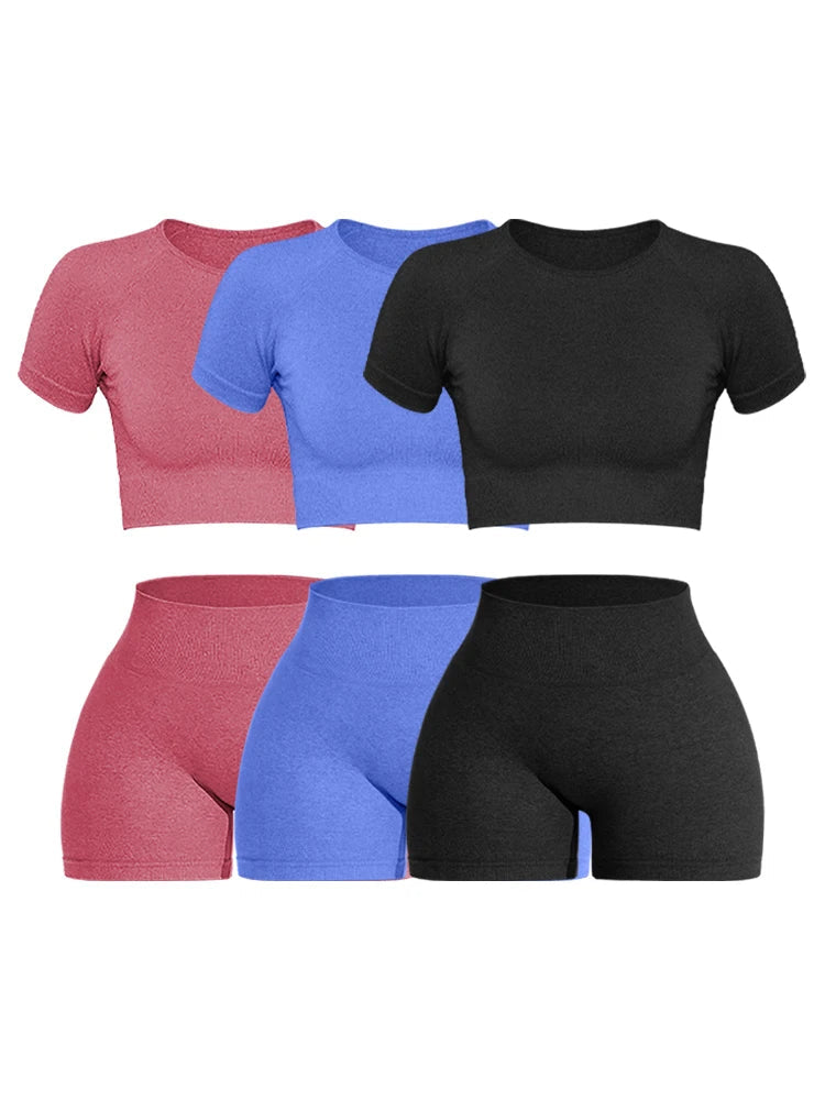 2PCS Women's Sports Yoga Set Seamless Ribbed Knitted Fitness Sportswear BoosterCity