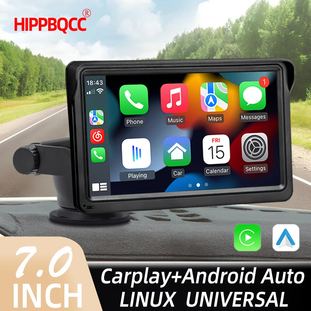 HIPPBQCC CarPlay Android Auto Car Radio Multimedia Video Player 7inch Portable Touch Screen With USB AUX For Rear View Camera BoosterCity