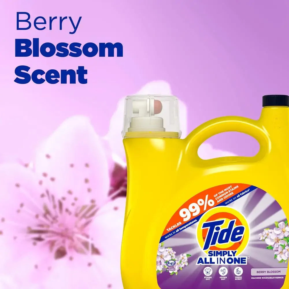 Berry Blossom Laundry Detergent Powerful Stain Remover Fresh Scent and Standard Machine Compatible 117 fl oz 89 loads BoosterCity