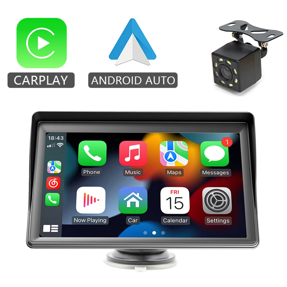 HIPPBQCC CarPlay Android Auto Car Radio Multimedia Video Player 7inch Portable Touch Screen With USB AUX For Rear View Camera BoosterCity