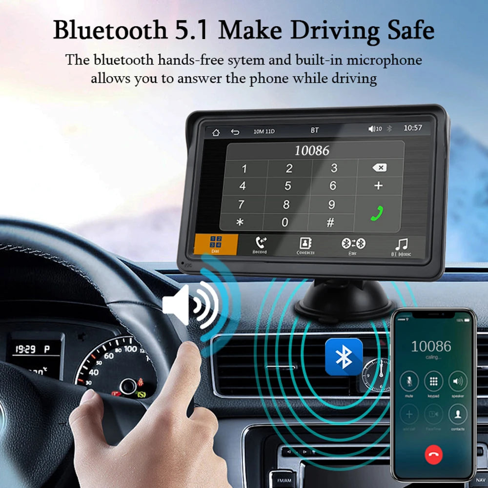 HIPPBQCC CarPlay Android Auto Car Radio Multimedia Video Player 7inch Portable Touch Screen With USB AUX For Rear View Camera BoosterCity